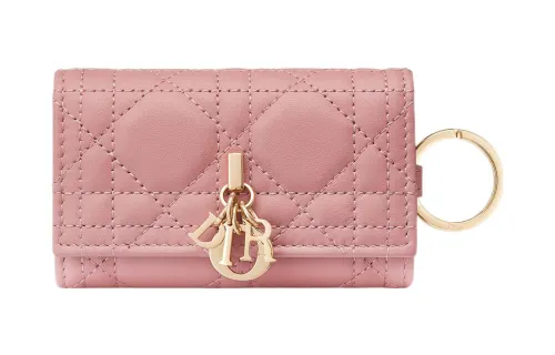 DIOR My Dior Lambskin Key Pouch Women's Light Pink