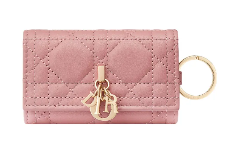DIOR My Dior Lambskin Key Pouch Women's Light Pink