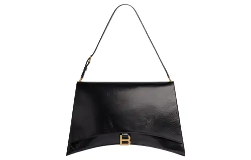 Balenciaga Crush Cow Leather Handbag, Shoulder Bag Women's Black