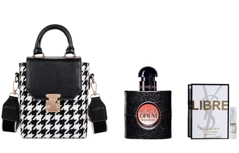 YSL, perfume, set, one-shoulder bag for professional use, 30 ml, 50 ml, 90 ml, sample