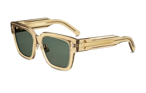 DIOR Acetate Metal Square Sunglasses Men's Transparent Yellow
