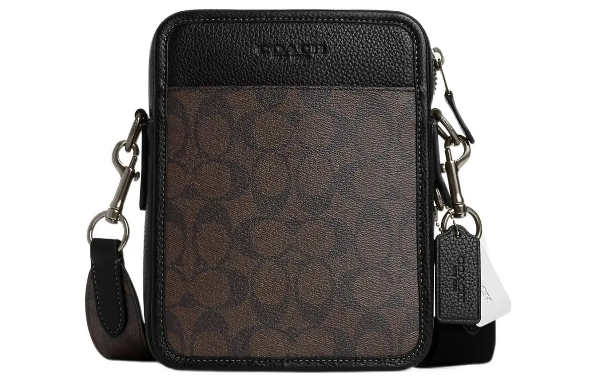 COACH Sullivan Coated Canvas With Leather Crossbody Bags Small Men's Coffee