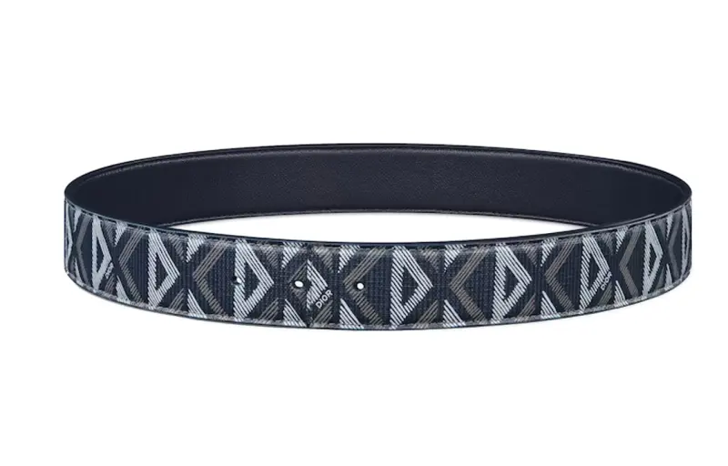 DIOR Cow Leather Belts Men's Blue Width 4cm