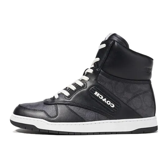 COACH C202 Skateboard Shoes Men High-Top Black