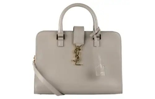 SAINT LAURENT Leather Portable Crossbody Bag, Shoulder Bag Women's Pearl Gray