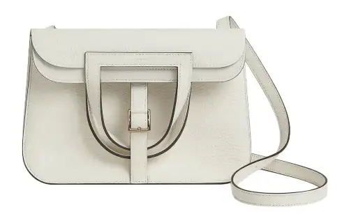 HERMES Halzan TC Bullock Leather Horseshoe Bag, Portable Crossbody Bag, Shoulder Bag 31 Women's Glacier White