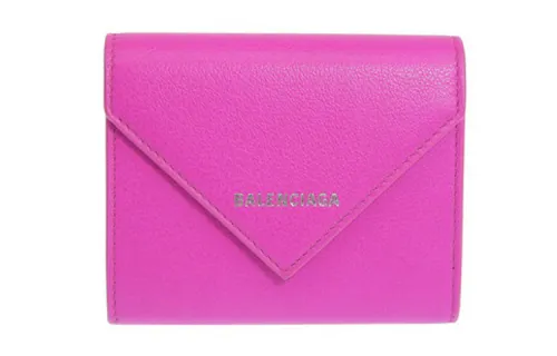 Balenciaga Leather Wallet Regular Women's Magenta