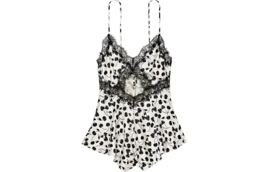 Victoria's Secret Jumpsuit Women's Black White Cherry Print