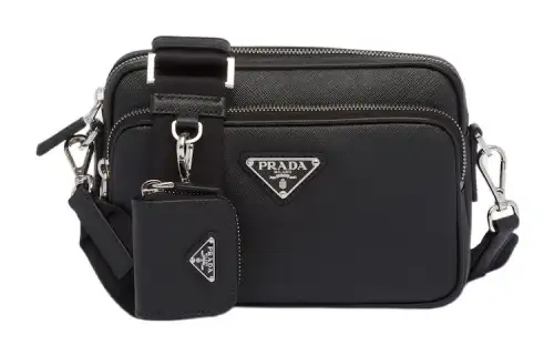 PRADA Saffiano Leather Crossbody Bag, Shoulder Bag Men's Black