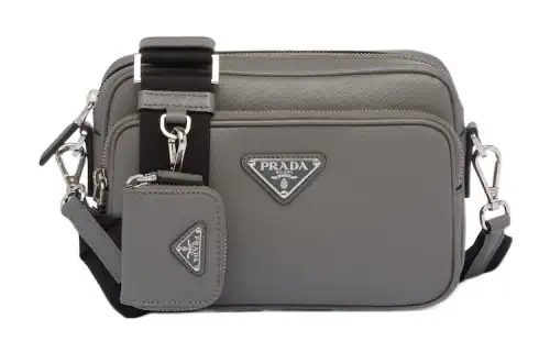 PRADA Saffiano Leather Crossbody Bag, Shoulder Bag Men's Marble Gray