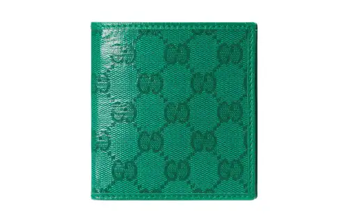 GUCCI Crystal Canvas With Leather Binding Canvas Bag Wallet Men's Green