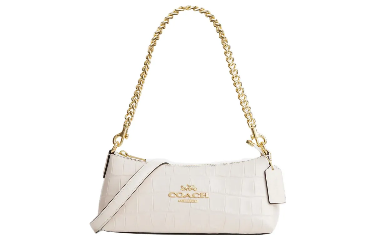 COACH Leather Pillow Bag, Portable Crossbody Bag, Shoulder Bag Medium Women's Chalk White
