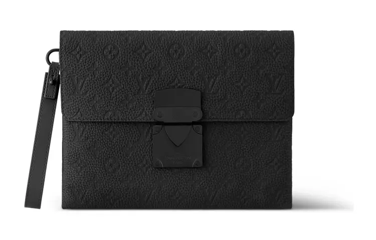 LOUIS VUITTON Leather Clutch Men's Black