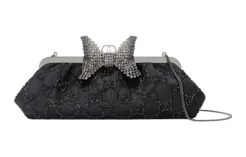 GUCCI Crystal Embroidery Cloud Pattern Fabric Shoulder Bag, Crossbody Bag, Clutch Regular Women's Black