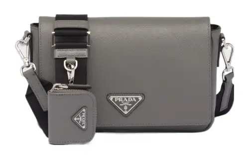 PRADA Saffiano Leather Crossbody Bag, Shoulder Bag Men's Marble Gray