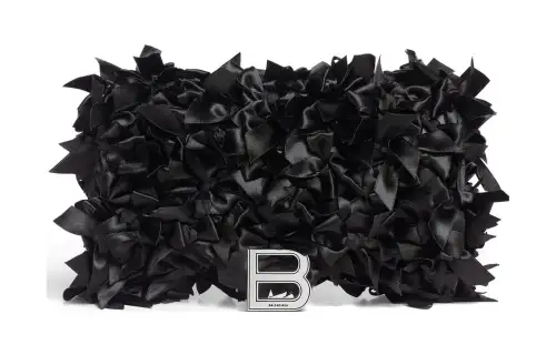 Balenciaga Hourglass Sheepskin Fabric Shoulder Bag, Crossbody Bag, Handbag Wallet Women's Black