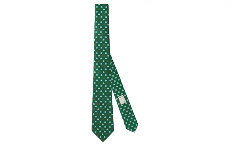 GUCCI Mulberry Silk Cupro Ties Men's Dark Green