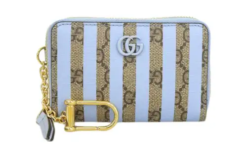 GUCCI PVC Wallet Women's Light Blue/Beige