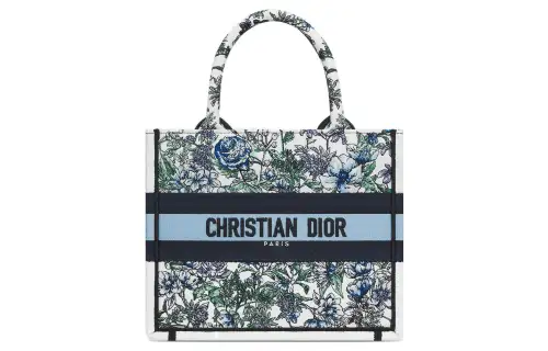 DIOR BookTote Embroidery Tote Bag, Shopping Bag, Handbag Small Women's White/Multicolor
