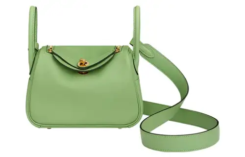 HERMES Lindy Swift Leather Handbag 19 Women's 3I Vert Criquet Avocado Green