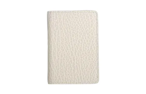 Maison Margiela Grain Effect Cow Leather Card Holder Unisex Beige