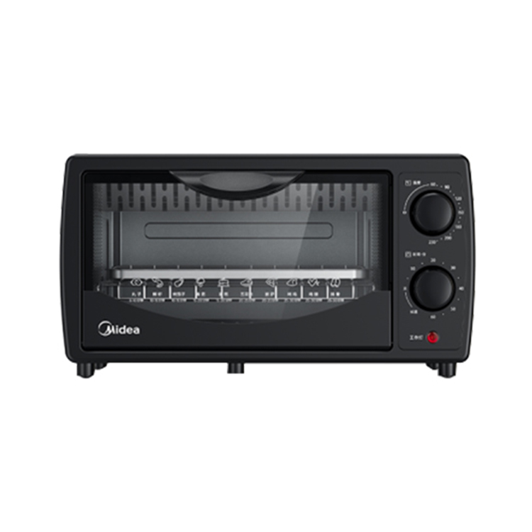 Midea Midea Electric Oven Multifunctional Mini Oven 10L Capacity Intelligent Rapid Heating 750W Unified Temperature Control Mechanical Control Black T1-108B