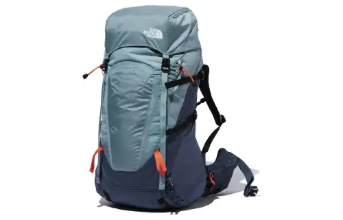 THE NORTH FACE 55L Letter Print Backpack Outdoor Bag Recycled Nylon Blue Unisex