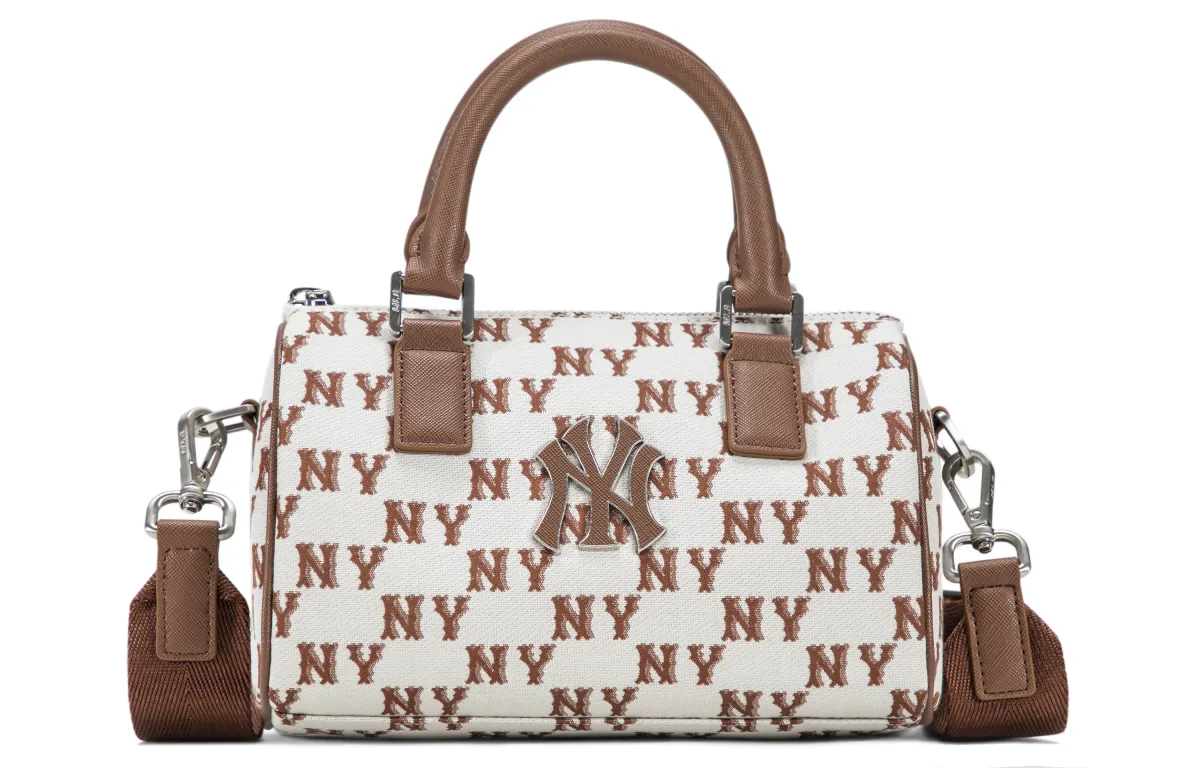 MLB New York Yankees Polyester With Artificial Leather Crossbody One Shoulder Handbag Regular Unisex Cream