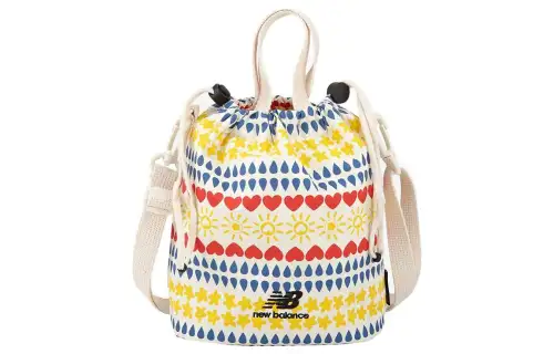 New Balance Patterned Print Cotton Bucket Bag, Shoulder Bag, Crossbody Bag Mini Women's Multicolor