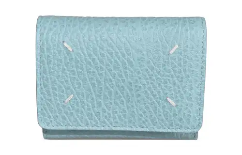 Maison Margiela Calfskin Card Holder, Wallet Women's Light Blue