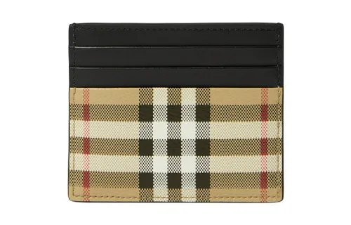 Burberry PU Polyurethane Card Holder Women's Archive Beige