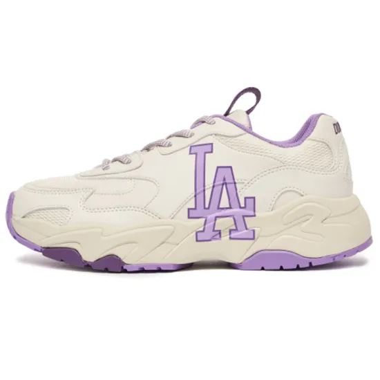 MLB Big Ball Chunky Lite Cushioning Anti Slip And Wear Resistant Low Top Chunky Sneakers Unisex White Purple