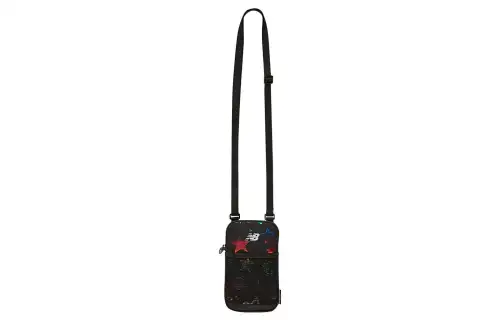 New Balance Artificial Leather Shoulder Bag, Crossbody Bag Cell Phone Pouch Regular Men's Black