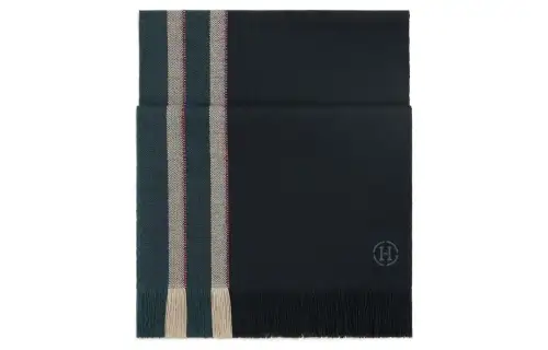 HERMES Knit Scarves Men's Dark Blue