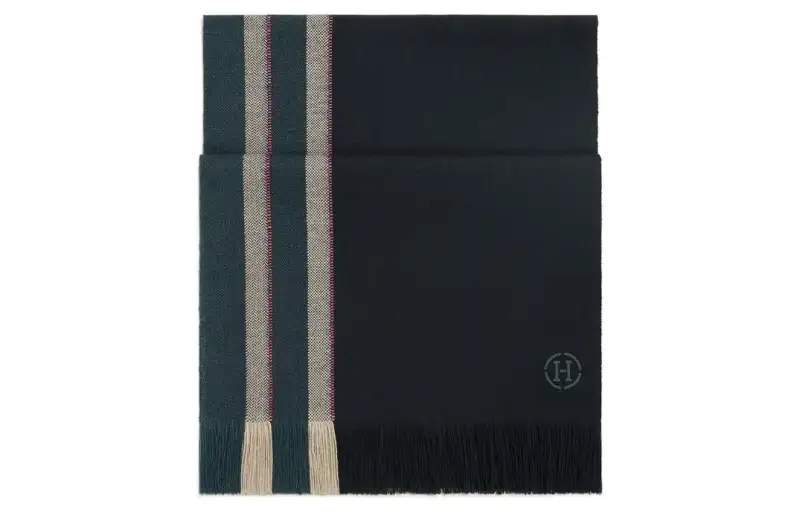 HERMES Knit Scarves Men's Dark Blue