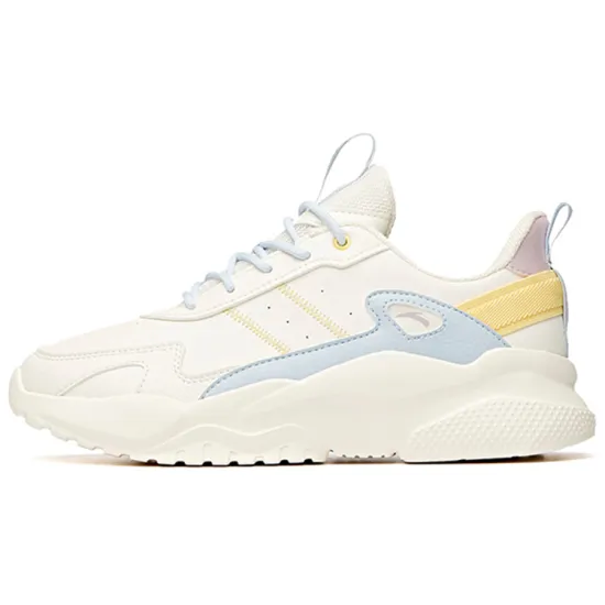 ANTA Life Collection Chunky Sneakers Women's Low-Top Ivory White/Oxygen Blue/Light Yellow