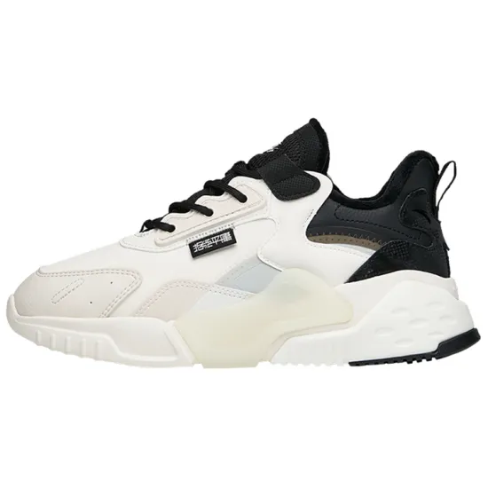 ANTA Rubik's Cube Casual Shoes Women's Low-Top Ivory White/Muddy Sand Grey/Black