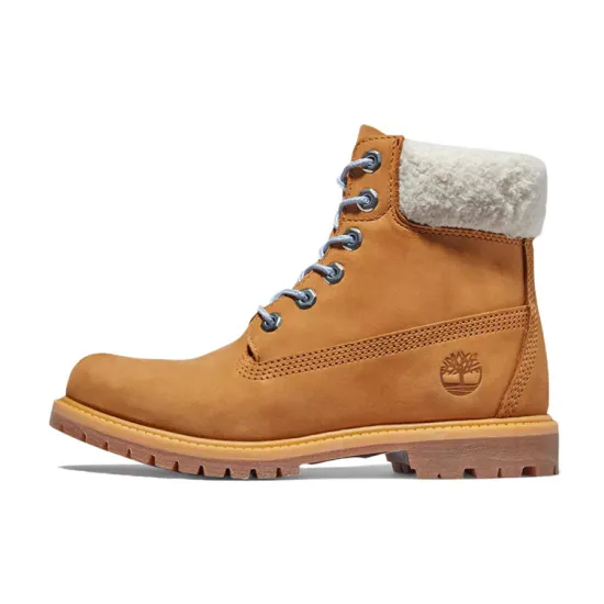Timberland Women's 6 Inch Premium Boot 'Wheat Blue Fur Collar'