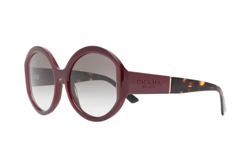 PRADA Acetate Irregular Shape Sunglasses Women's Brown