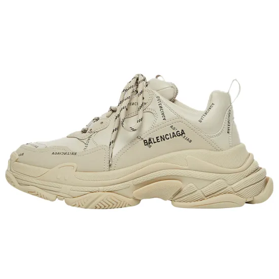 Balenciaga All Over Logo Triple S Beige Women's