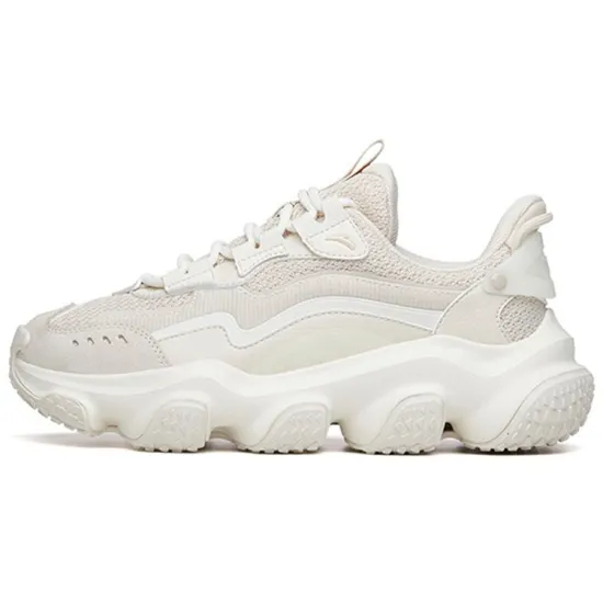 Anta Life Collection Continent White 2.0 Cushioning Wear Resistant Low Top Chunky Sneakers Women's Gray White