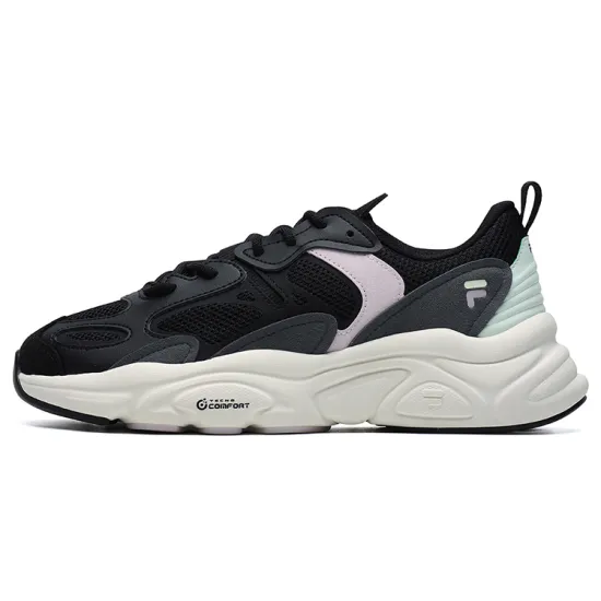 FILA Mars 2 Mars 2.0 Cushioning Anti-Slip Wear-Resistant Breathability Low-Top Chunky Sneakers Women's Black Gray