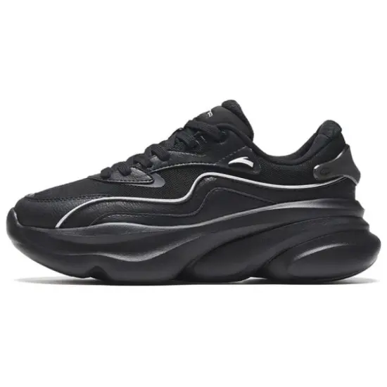 ANTA Chunky Sneakers Women's Low-Top Black Silver