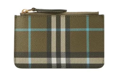 Burberry Calfskin Decoration Coin Purse Small Women's Olive Green