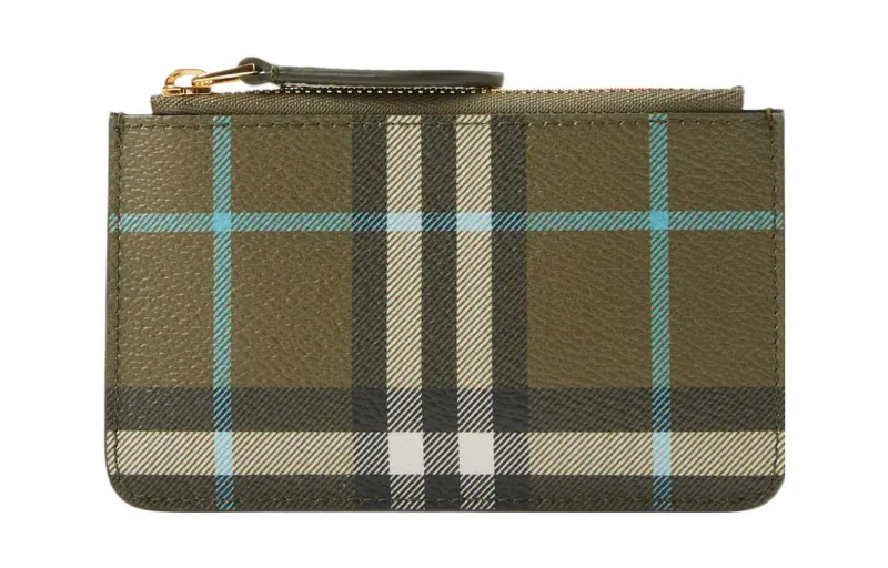Burberry Calfskin Decoration Coin Purse Small Women's Olive Green