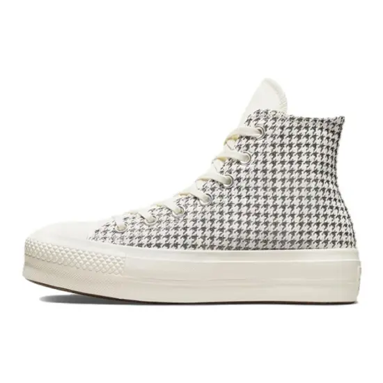 Converse Chuck Taylor All Star Women's Lift Platform High 'Houndstooth Shine - Egret Pure Silver'