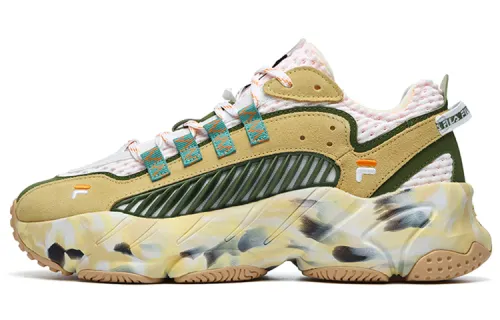 FILA FUSION Ade Reform Textile, Synthetic Leather, TPU Low top Chunky Sneakers Men's Earth Yellow Green