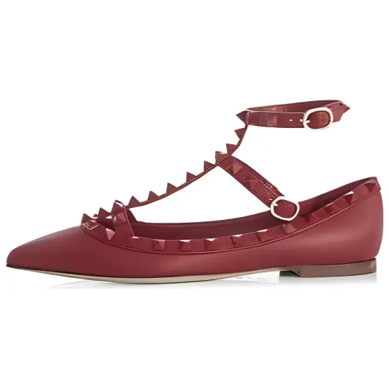 Valentino Rockstud Ballet Shoes Women's Red