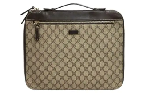 GUCCI PVC With Calfskin Portable Briefcase Regular Men's Brown
