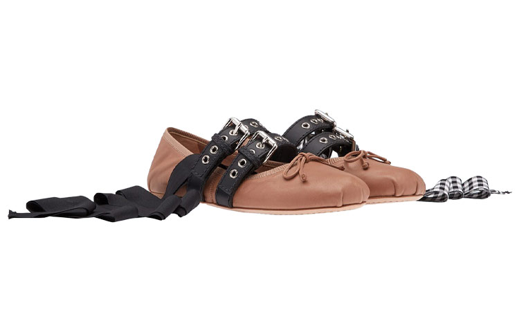 MIU MIU Leather Casual Shoes Women's Nude